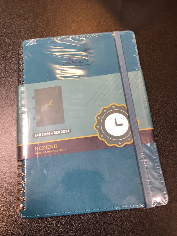 Photo 2 of 2024 Planner by BEZEND, A5 Calendar 5.8" x 8.5", Daily Weekly and Monthly Agenda,Spiral Bound,FSC Certified 100GSM Paper, Vegan Leather Soft Cover - Pacific Green Pacific Green 12 Months 5.8" x 8.5"