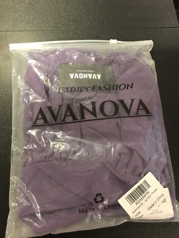 Photo 2 of Avanova Women's Ruffle Short Sleeve Off Shoulder Tie Up Back Crop Blouse Top Large Purple