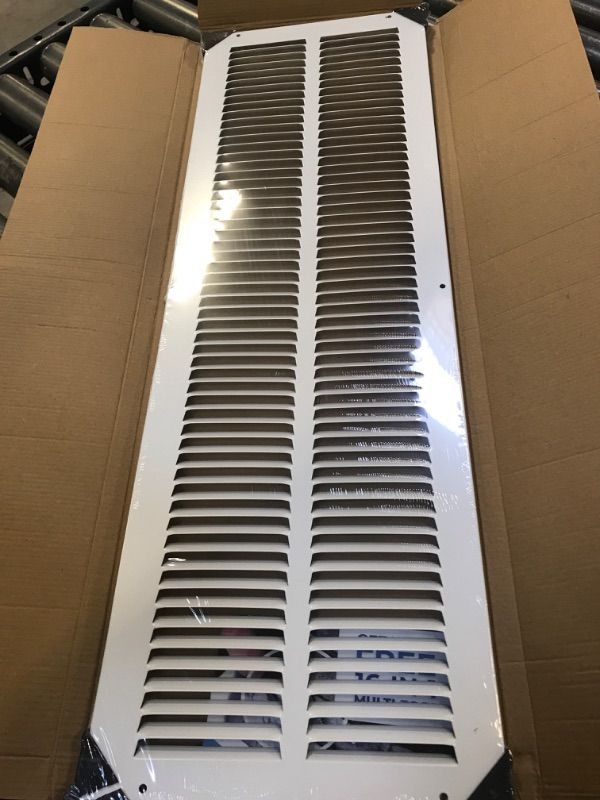 Photo 2 of 8" X 28" Return Air Grille - Sidewall and Ceiling - HVAC Vent Duct Cover Diffuser - [White] [Outer Dimensions: 9.75w X 29.75" H]
