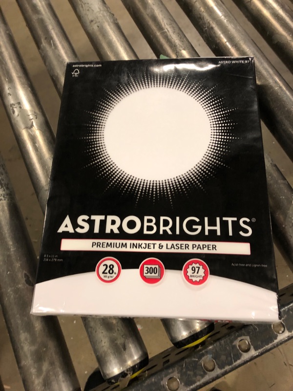Photo 1 of Astrobrights® Printer & Copy Paper, 8.5" x 11", 28lb/105gsm, 97 Brightness, White, 5 reams of 300 sheets per ream 