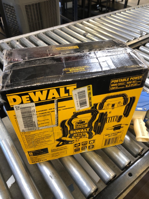 Photo 2 of DEWALT DXAEPS14 1600 Peak Battery Amp 12V Automotive Jump Starter/Power Station with 500 Watt AC Power Inverter, 120 PSI Digital Compressor, and USB Power , Yellow