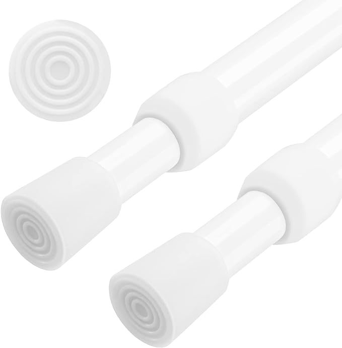 Photo 1 of AIZESI 2pcs White Curtain Rod No Drilling Spring Tension Rod Adjusting Length 31 to 54 Inch Small Expandable Loaded Curtain Spring Rods for Windows,cupboard, Kitchen Cabinets,Bathroom
