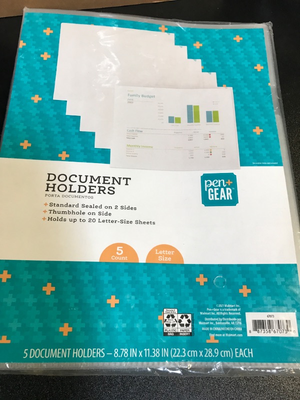 Photo 2 of Pen + Gear Document Holders Clear Plastic Letter Size Folder Pack of 5