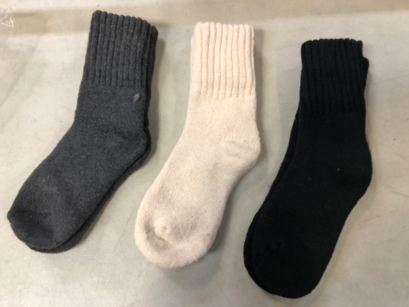 Photo 2 of Boot Socks for Women Winter Solid Thick Warm Socks Cozy Crew Socks Christmas Gift (Grey, Pink, Black)