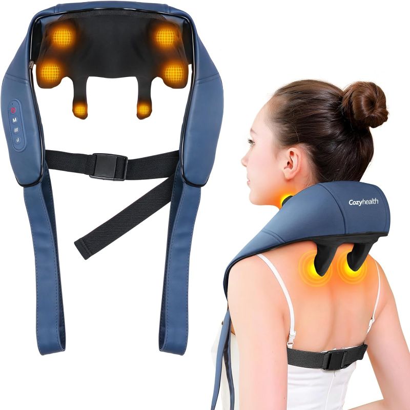 Photo 1 of eck Massager for Neck and Shoulder with Heat, Shiatsu Neck and Up Back Massager with Heat Kneading Massage Area, Portable Cordless Electric Neck Shoulder Massager for Pain Relief Deep Tissue