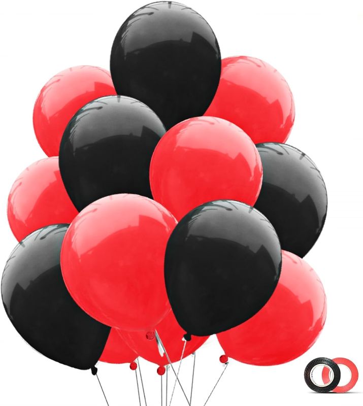 Photo 1 of  Red and Black Balloons - Red Balloon and Black Balloon for Birthday Casino Themed Valentine’s Day Parties School Dances and Proms Decorations