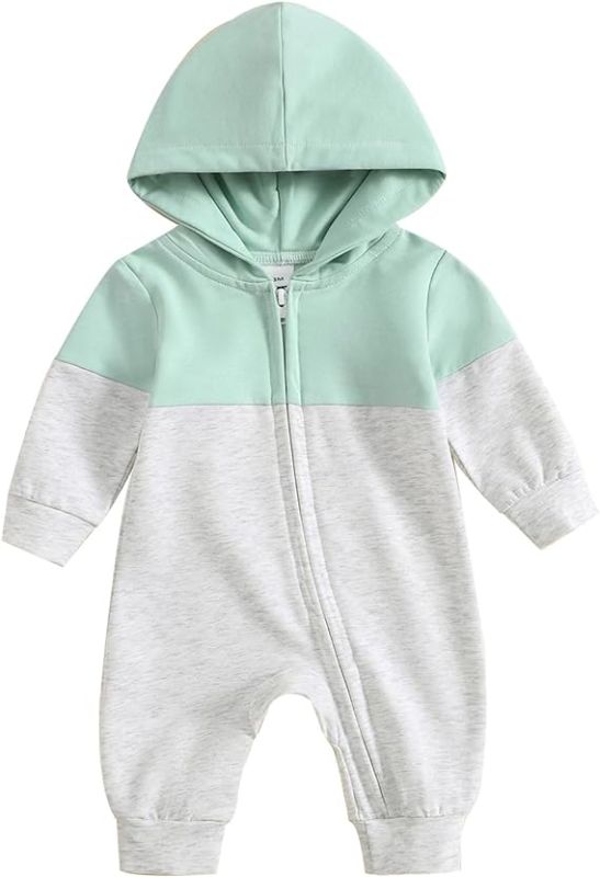 Photo 1 of 100 Infant Baby Boys Clothes Hooded Rompers Toddler Newborn Winter Fall Outfits Long Sleeve Zipper Sweatshirts stained 
