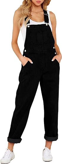 Photo 1 of Overalls for Women Loose Fit Jean Denim Bib Jumpsuit Stretch Overall Pants