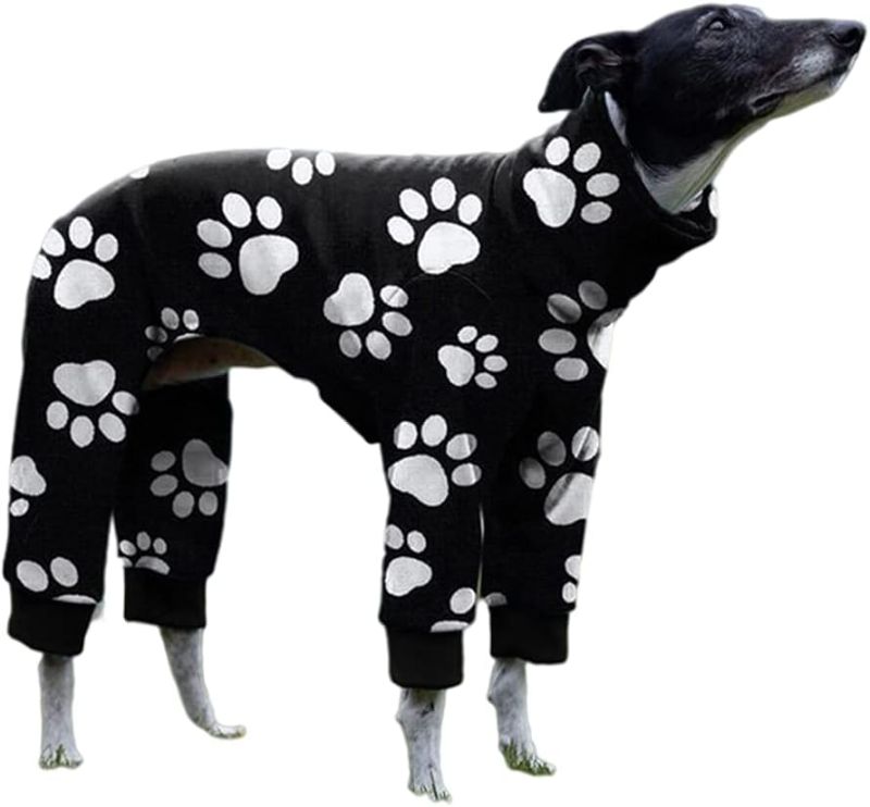 Photo 1 of Dog Paw Printed Greyhound Pajamas Jumpsuit Bodysuit