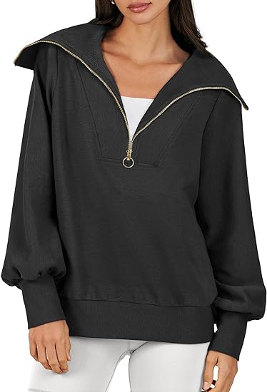 Photo 1 of ANRABESS Womens 2023 Fall Fashion Oversized Quarter Zip Pullover Sweatshirts Hoodie for Teen Girls Trendy Y2K Clothes
