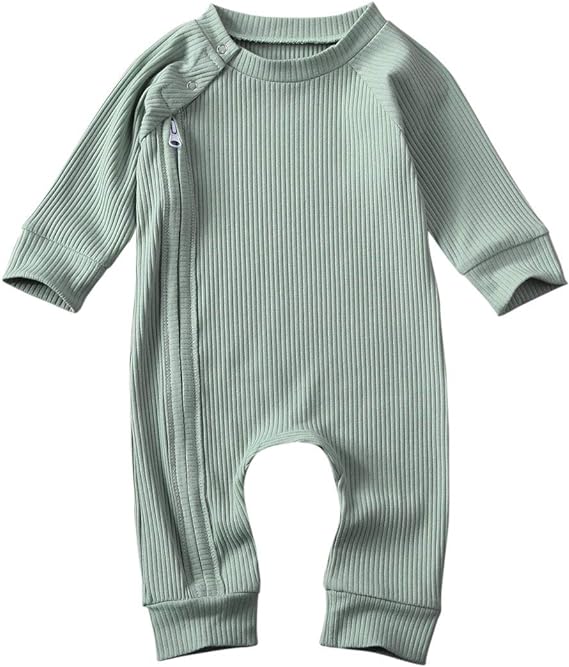 Photo 1 of CIYCUIT Newborn Baby Boy Girl Romper Clothes Infant Solid Ribbed Onesie Bodysuit Jumpsuit Outfits
