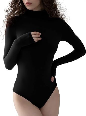 Photo 1 of Women's Long Sleeve Bodysuit Mock Turtle Neck Body Suits Going Out Tops Sharp Collection 