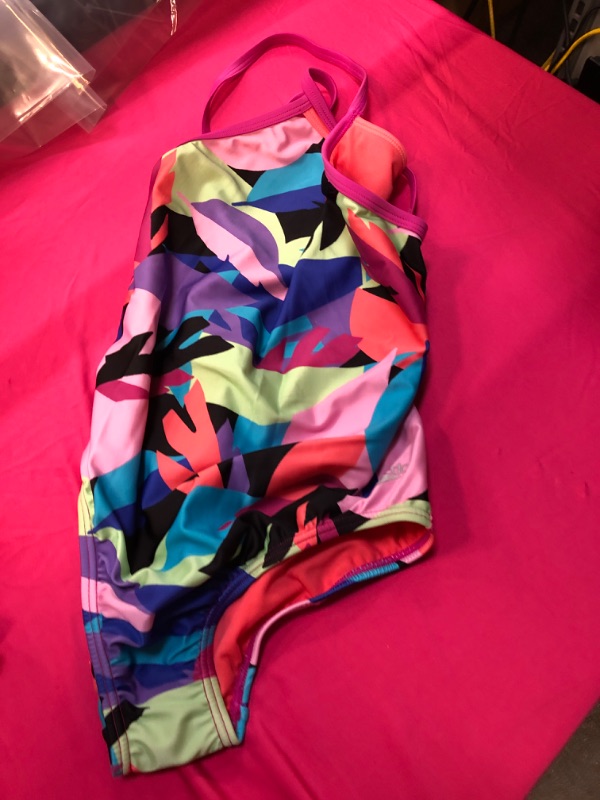 Photo 2 of 12 Speedo Girls' Swimsuit One Piece Solid Cross Back Multi Straps
