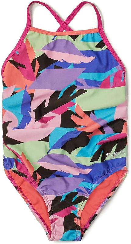 Photo 1 of 12 Speedo Girls' Swimsuit One Piece Solid Cross Back Multi Straps
