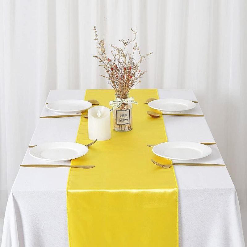 Photo 1 of  Yellow Table Runners Satin Table Runner Wedding Table Runners Silk Smooth