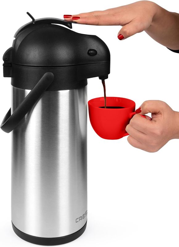 Photo 1 of  / 3L Airpot 24 Hours Hot Chocolate Dispenser for Parties - Coffee Urn Hot Water Dispenser - Insulated Stainless Steel Hot Beverage Dispenser - Thermal Carafe