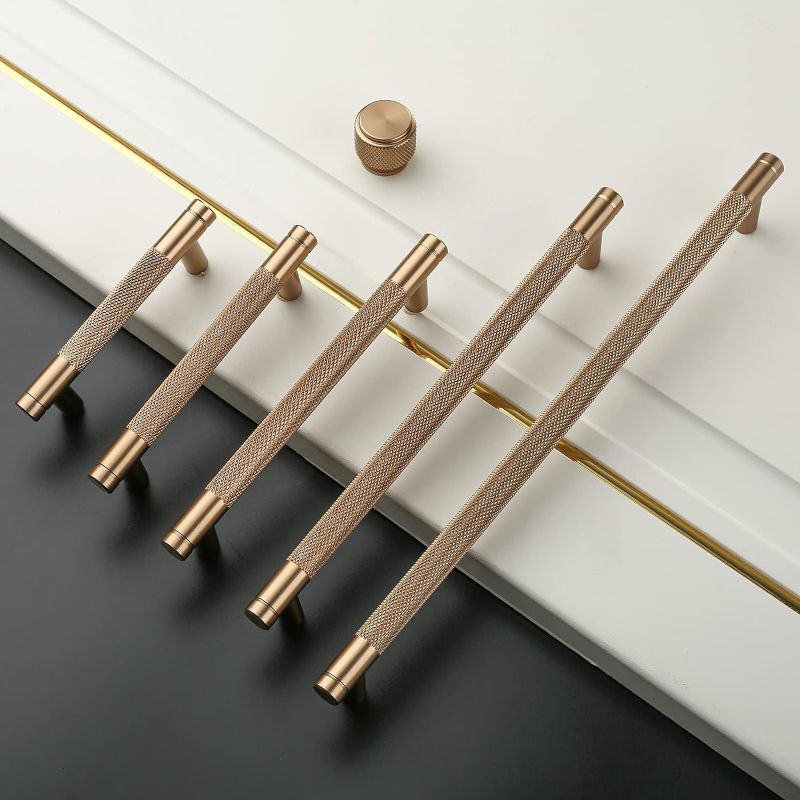 Photo 1 of  Pack Champagne Bronze Knurled Cabinet Pulls 10 Inch Center to Center Champagne Gold Kitchen Cabinet Handles for Drawer Dresser, Cupboard and Wardrobe ZH0031