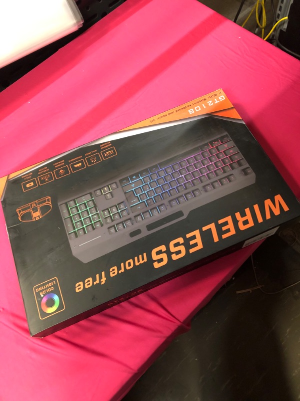 Photo 2 of Wireless RGB Gaming Keyboard and Mouse - Rechargeable Backlit Keyboard Mouse Long Battery Life,Metal Panel Mechanical Feel Keyboard with Palm Rest,7 Color Gaming Mouse and Mouse Pad for Game and Work