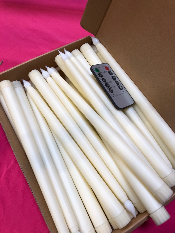 Photo 2 of Pack Flameless Taper Candles, Ivory WAX Coverd,LED Battery