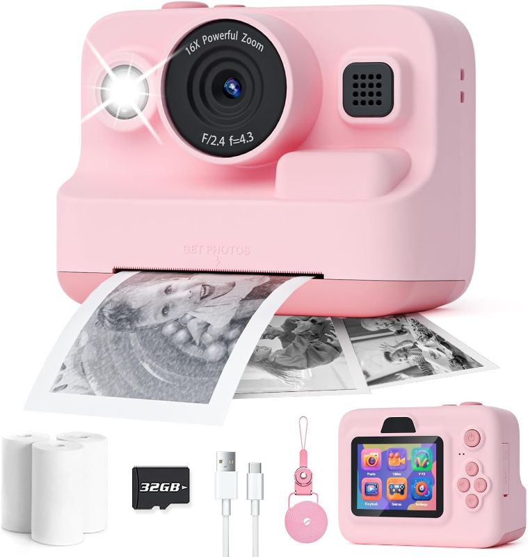 Photo 1 of Dylanto Kids Camera Instant Print,1080P Kids Instant Cameras That Print Photos,Christmas Birthday Gifts for Girls Age 3-12,Portable Toy for 3 4 5 6 7 8 9 10 Year Old Girls Boys Pink
