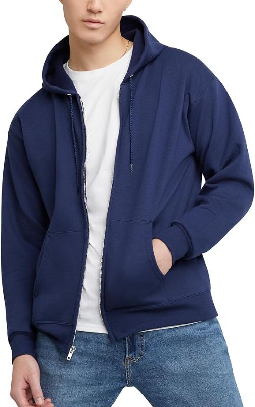 Photo 1 of Hanes Men's Hoodie, Ecosmart Fleece Full-zip Hoodie, Zip-up Hooded Sweatshirt for Men
 M 