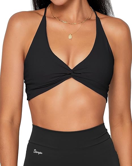 Photo 1 of Danysu Backless Sports Bra Soft Workout Tops with Removable Padded Yoga Training Bras Strappy Going Out Top stained 
