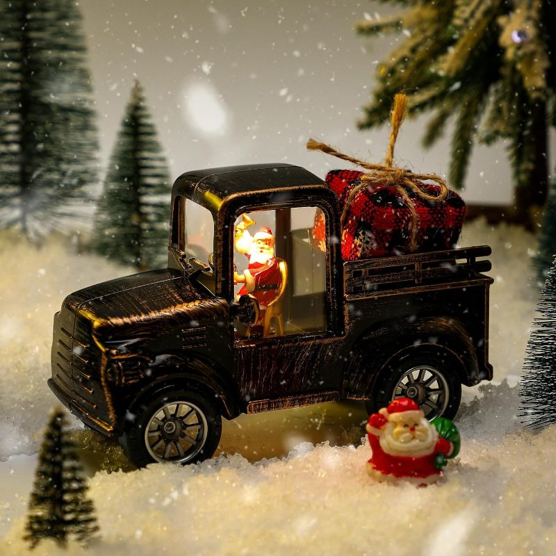 Photo 1 of Bencailor Christmas Santa Claus Truck Decorations LED Lighted Christmas Decor Glittering Christmas Decorations for Home Truck Ornament for Festival Gift, Multicolor

