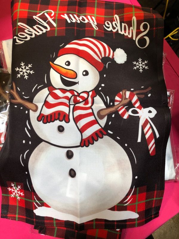 Photo 1 of  Shake Your Flakes Snowman Garden Flag Vertical 