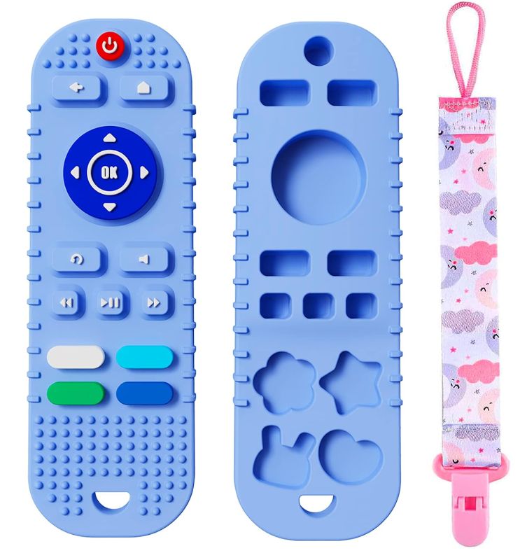 Photo 1 of Baby Teether Toys, Remote Control Shape Teething for Baby, Safe Soft Silicone Toddler Infant Baby Chew Toys, Teething Toys for Babies Girls Boys 6-12 Months
