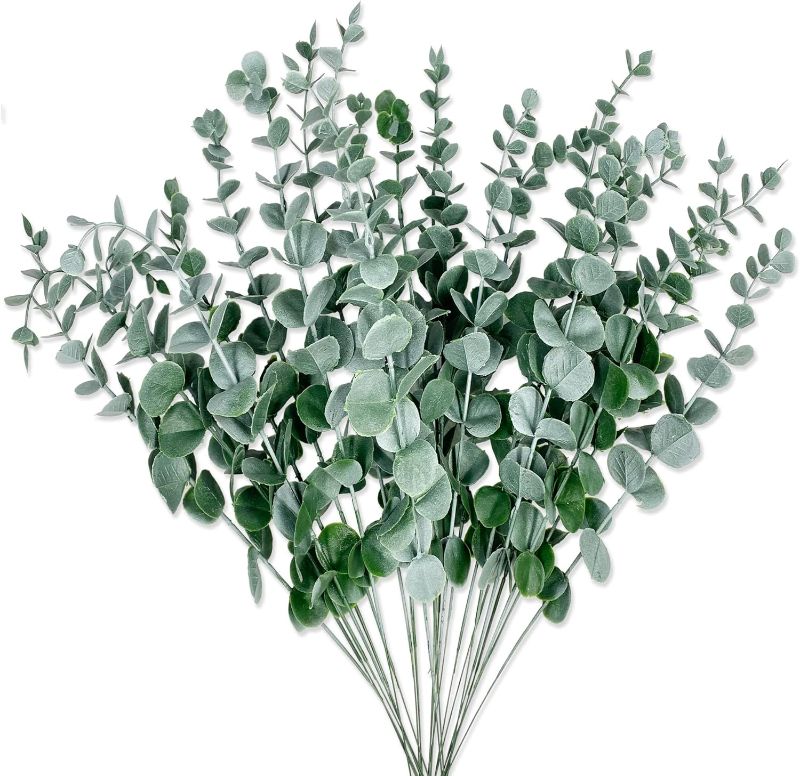 Photo 1 of  Pieces Artificial Eucalyptus Stem Faux Eucalyptus Decor Artificial Green Branches Leaves - for Wedding Floral Arrangements Home Decor