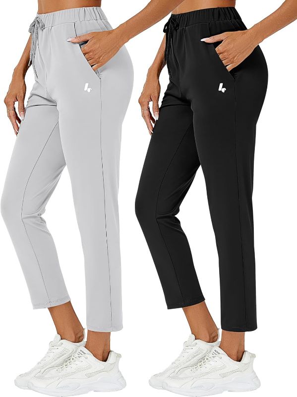 Photo 1 of Neer 2 Pcs Women Lounge Joggers 7/8 High Wasited Sweatpants Women Workout Yoga Elastic Drawstring Joggers Pants with Pockets unknow sizing 