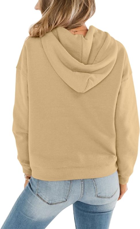 Photo 1 of Casual Color Block/Solid Hoodies Long Sleeve Pullover Tops Loose Lightweight Sweatshirt with Pocket L 