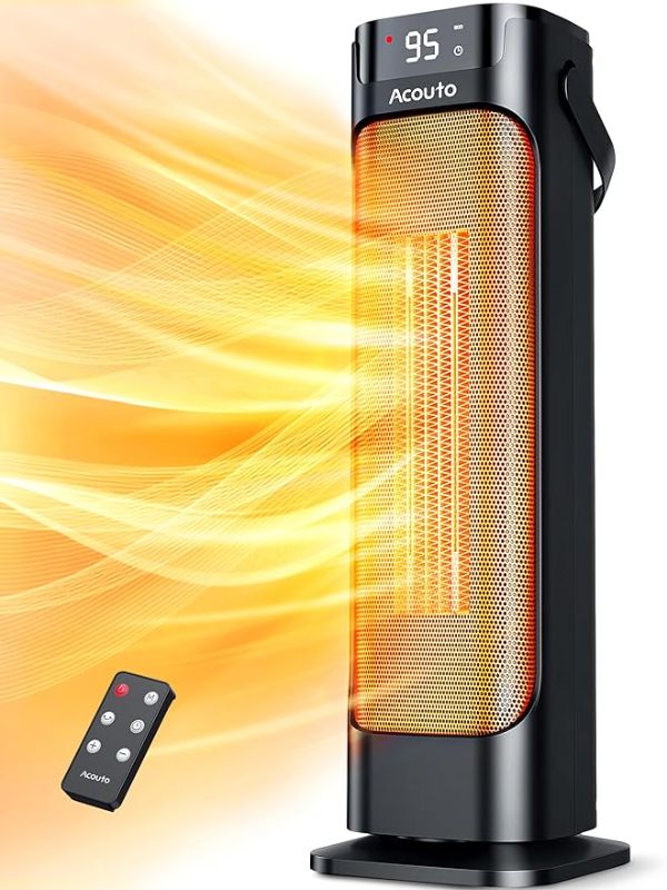 Photo 1 of 24" Space Heaters for Indoor Use, 1500W Fast Heating 90° Oscillating Portable Electric PTC Ceramic Heater, with Thermostat, Overheat Protection, 12H Timer, Remote, ETL Certified, for Bedroom Office