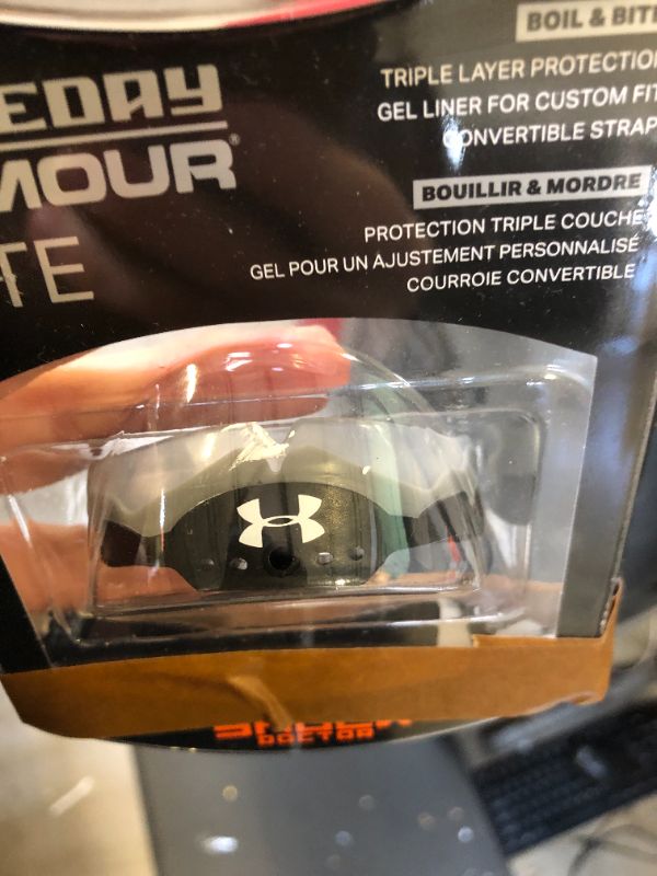 Photo 2 of Under Armour Gameday Elite Mouth Guard for Football, Lacrosse, Basketball, Hockey, Boxing etc. Sports Mouthguard. Includes Detachable Helmet Strap. Protectar Bucal Black Adult