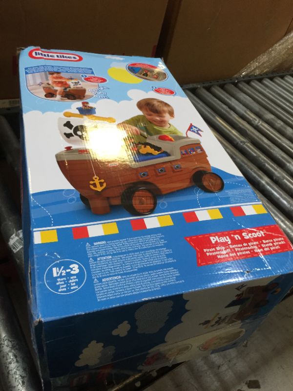 Photo 3 of Little Tikes 2-in-1 Pirate Ship Ride-On Toy and Playset - Kids Ride-On Boat with Wheels, Under Seat Storage and Playset with Figures - Interactive Ride on Toys for 1 year olds and above, Multicolor
