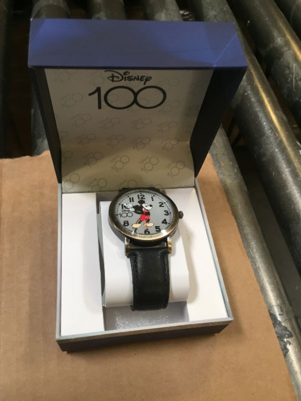 Photo 2 of Disney Mickey Mouse Adult Classic Cardiff Articulating Hands Analog Quartz Leather Strap Watch
