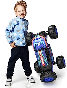 Photo 1 of DEERC DE60 Large 1:8 Scale Upgraded RC Cars Remote Control Car for Adults Boys,Off Road Monster Truck with Realistic Sound,2.4Ghz 4WD Rock Crawler Toy All Terrain Climbing,2 Batteries for 80 Min Play Classic Blue