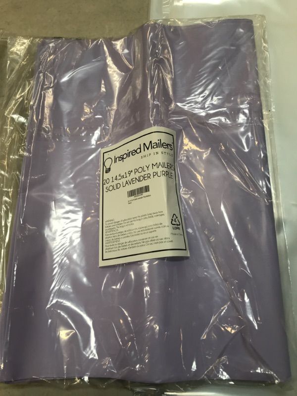 Photo 1 of 20 PACK 14.5" X 19" POLY MAILERS SOLID LAVENDER AND PURPLE