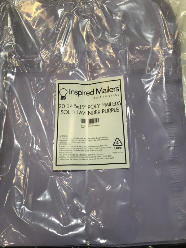 Photo 1 of 20 PACK 14.5" X 19" POLY MAILERS SOLID LAVENDER AND PURPLE