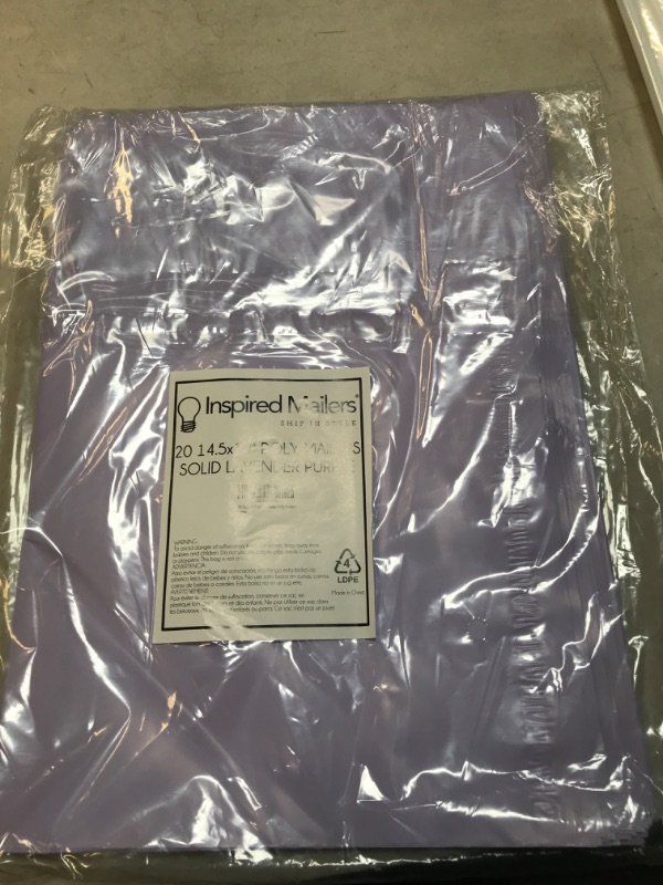 Photo 1 of 20 PACK 14.5" X 19" POLY MAILERS SOLID LAVENDER AND PURPLE