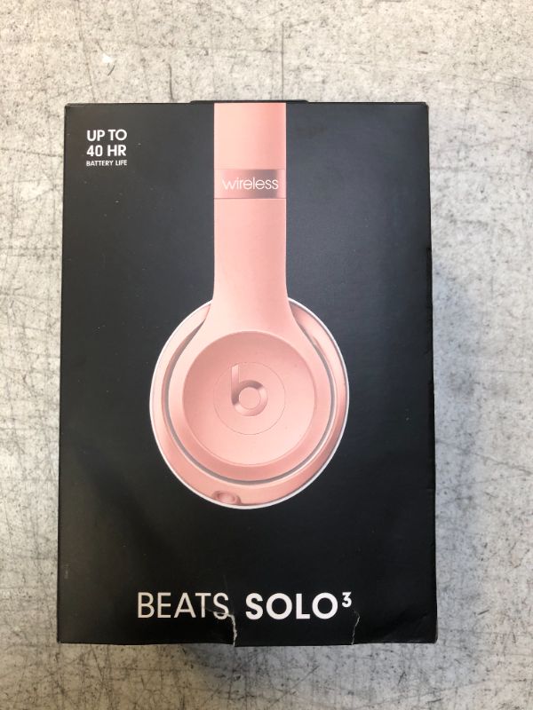 Photo 2 of **DAMAGED BOX** Beats Solo3 Wireless On-Ear Headphones - Apple W1 Headphone Chip, Class 1 Bluetooth, 40 Hours of Listening Time, Built-in Microphone - Rose Gold (Latest Model)