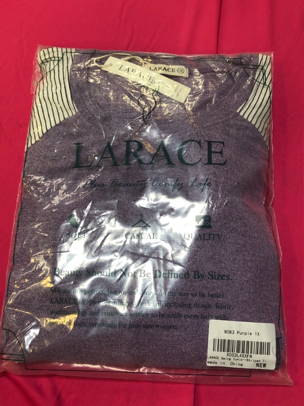 Photo 1 of LARACE Swing Tunic Top for Women Plus Size Leopard Long Sleeve Shirt with Pocket Purple 1X