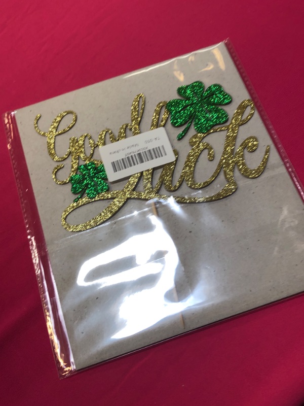 Photo 1 of Good Luck Cake Topper, Green Glitter Four Clover Cake Topper, Irish Birthday, St. Patrick's DayTheme Birthday Party Decorations