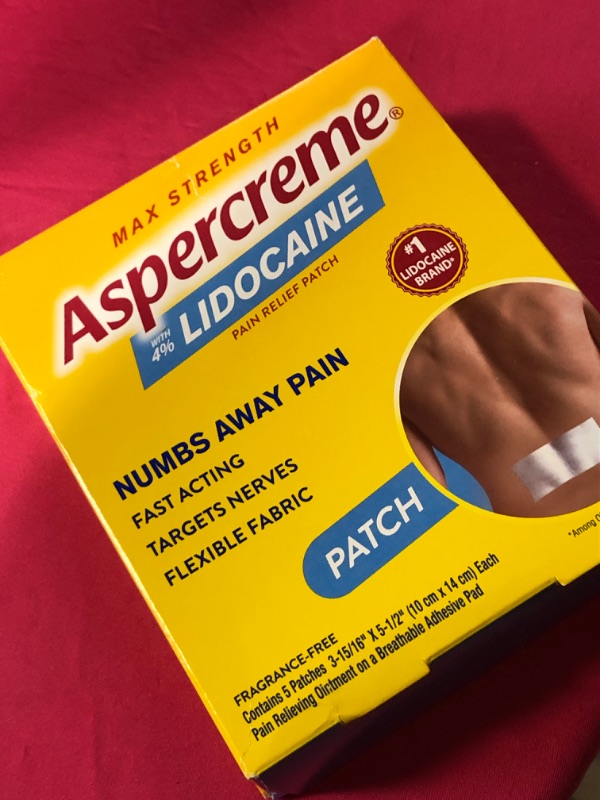 Photo 2 of Aspercreme Max Strength Lidocaine Pain Relief Patch (5 Count) for Back Pain, Odor Free