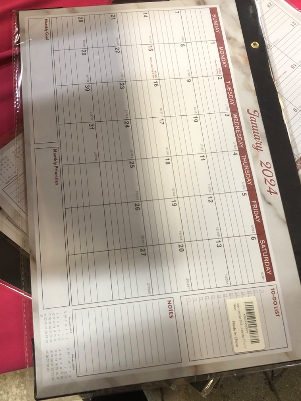 Photo 2 of Desk Calendar 2024 Desk Calendars 12 month January 2024 - December 2024 Desk Pad Calendar 17" x 12" Gold