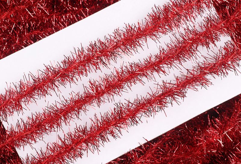 Photo 1 of YYCRAFT Skinny Wired Tinsel Garland Ribbon (3/4" x 20 Yards red
