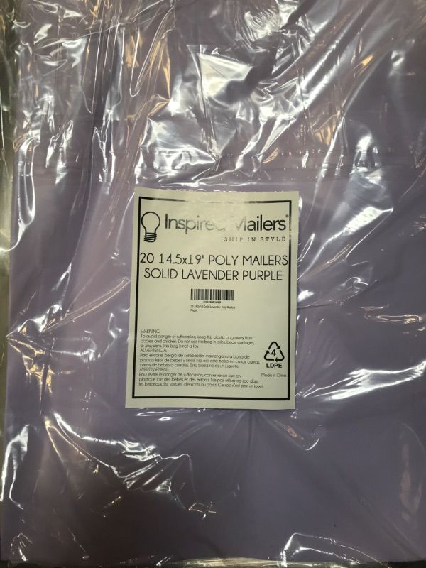 Photo 1 of 20 PACK 14.5" X 19" POLY MAILERS SOLID LAVENDER PURPLE
