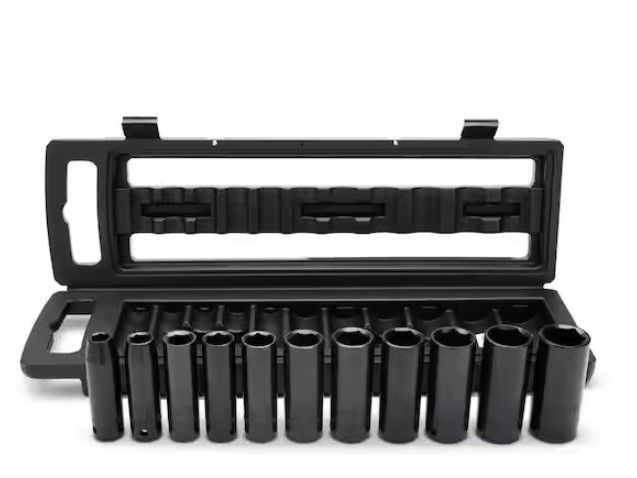 Photo 1 of 1/2 in. Drive SAE 6-Point Impact Socket Set with Storage Case (11-Piece)
