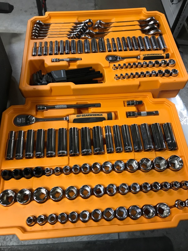 Photo 2 of 1/4 in. and 3/8 in. Drive 90-Tooth Standard and Deep SAE/Metric Mechanics Tool Set in 3-Drawer Storage Box (232-Piece)
