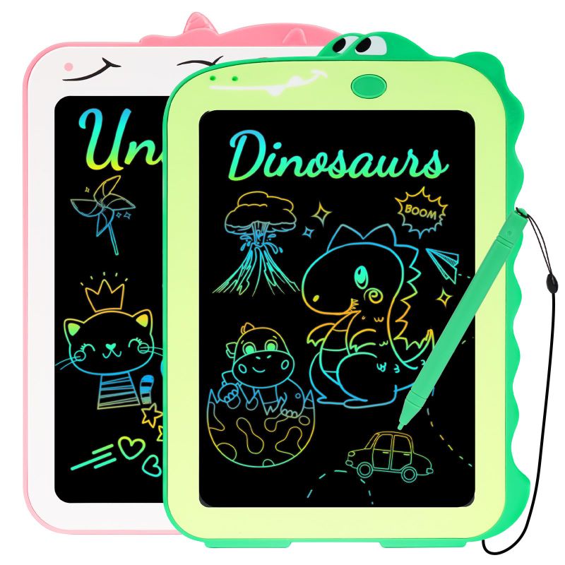 Photo 1 of 2 Pack LCD Writing Tablet, Dinosaur UnicornsToys Gifts for 3 4 5 6 7 8 Years Old Girls and Boys,Colorful Screen Doodle Board for Christmas Birthday Gift for Kids Toddlers with Anti-Lost Stylus Green Dinosaur & Pink Unicorns